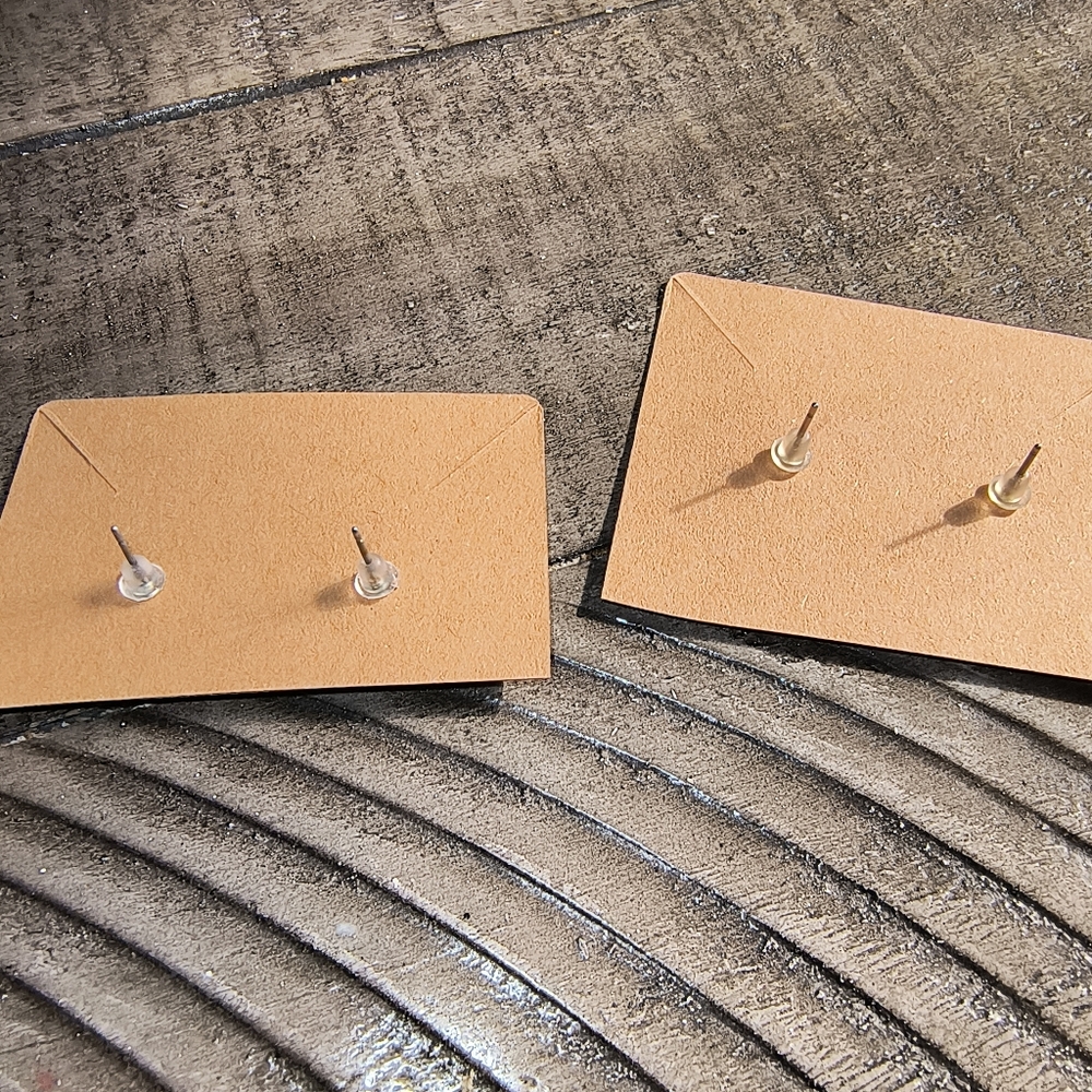 Silver Cactus and Leaf Stud Earrings - Picture 4 of 4